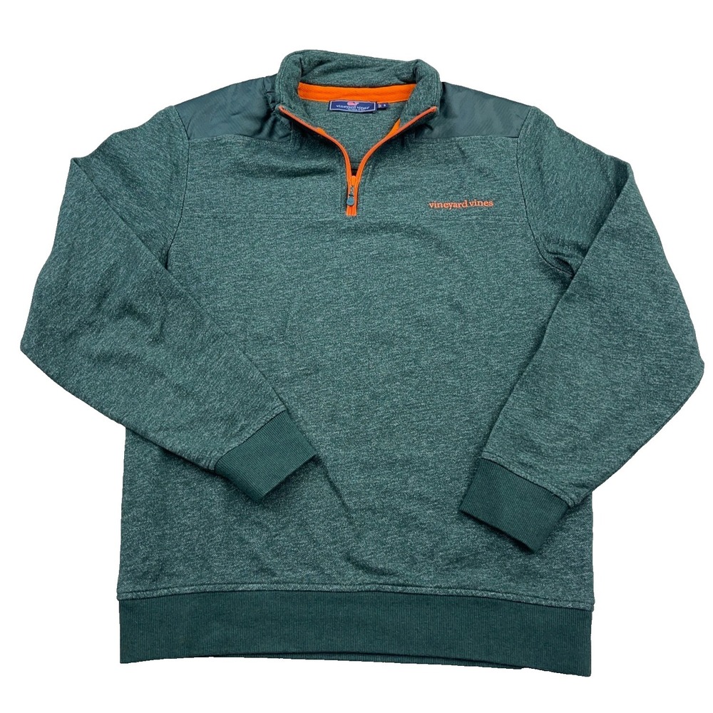 Vineyard Vines Sweater Men Small Green Pullover 1/4 Quarter Zip Sweatshirt